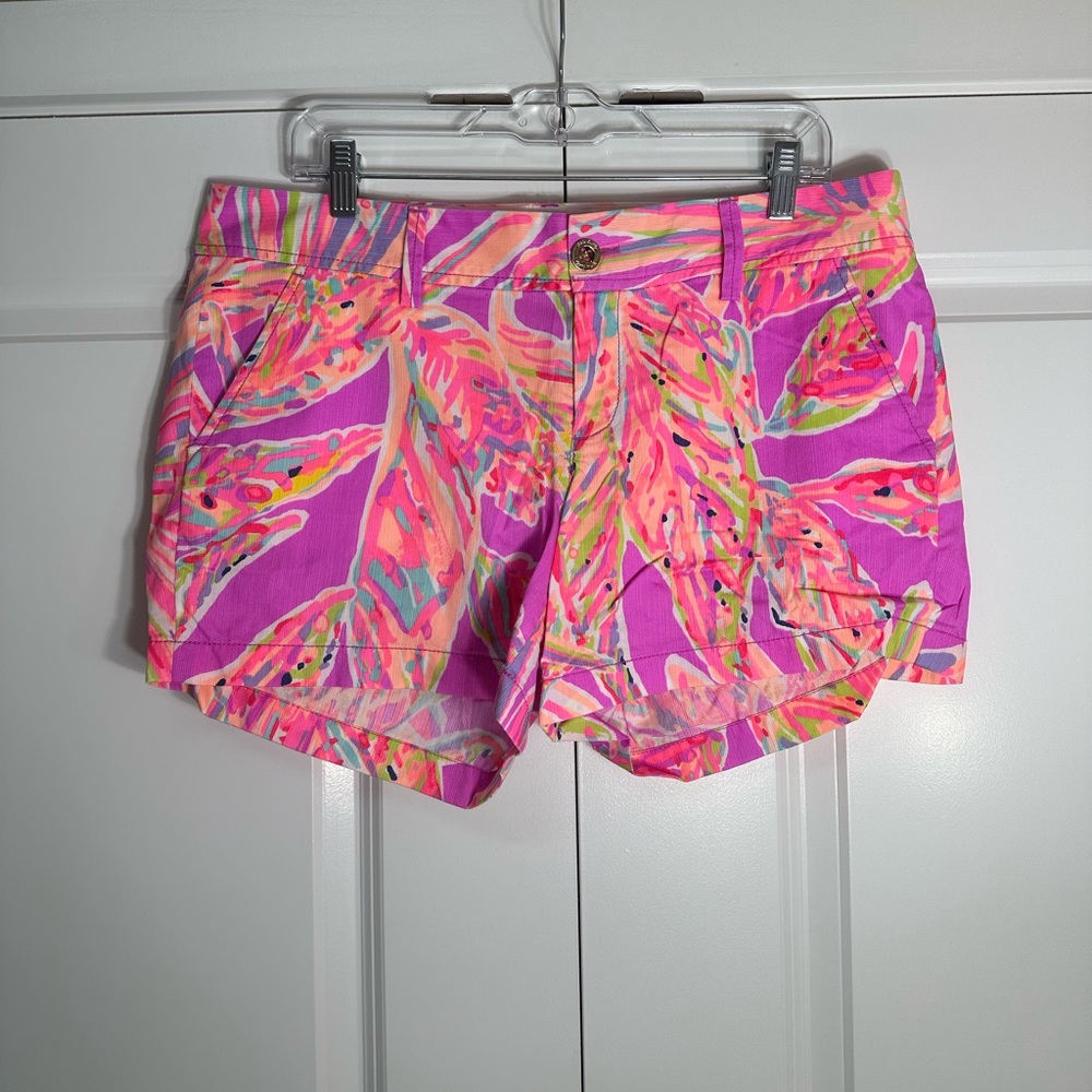 Lilly Pulitzer The Callahan Short Size 12 Vibrant Pink Tropical Women Shorts